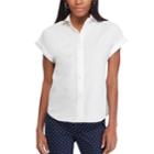 Women's Chaps Cuffed Shirt, Size: Medium, White