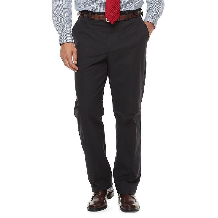 Big & Tall Croft & Barrow&reg; Classic-fit Stretch Flannel-lined Chino Pants, Men's, Size: 46x34, Black