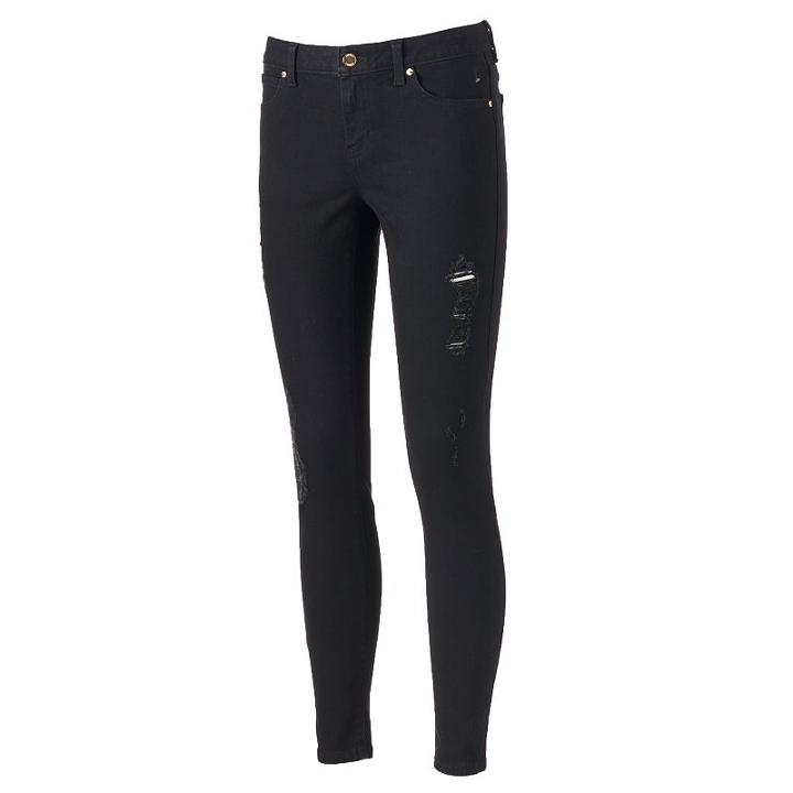 Women's Jennifer Lopez Ripped Sculpting Skinny Jeans, Size: 10 Avg/reg, Black
