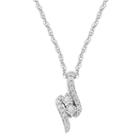 Sterling Silver 1/10 Carat T.w. Diamond 2-stone Pendant, Women's, Size: 18, White