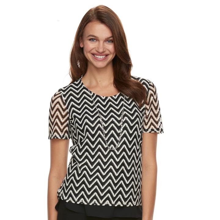 Women's Napa Valley Chevron Mock-layer Necklace Top, Size: Medium, Clrs