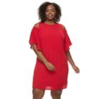 Plus Size Suite 7 Cutout-shoulder Shift Dress, Women's, Size: 16 W, Brt Red
