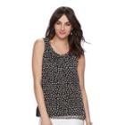 Women's Elle&trade; Print Mixed-media Tank, Size: Xs, Black