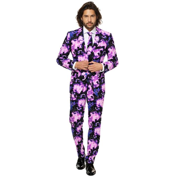 Men's Opposuits Slim-fit Galaxy Guy Novelty Suit & Tie Set, Size: 38 - Regular, Med Purple