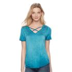 Women's Rock & Republic&reg; Crisscross Stud Tee, Size: Xs, Blue