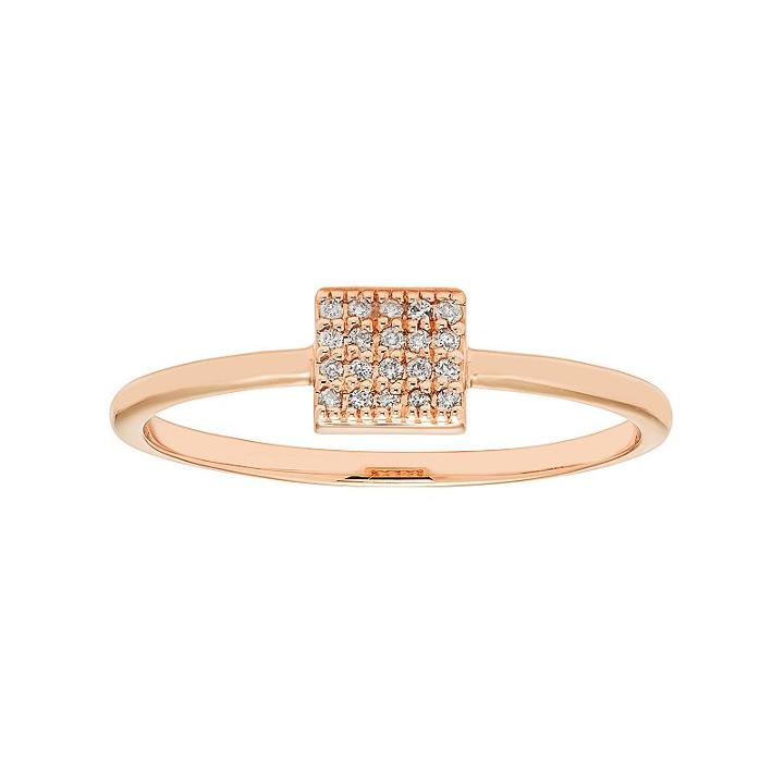 10k Gold Diamond Accent Square Ring, Women's, Size: 5.50, Pink