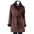 Women's Excelled Faux-shearling Coat, Size: Large, Brown
