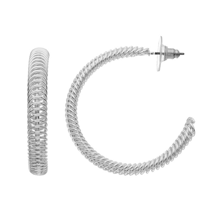 Dana Buchman Textured Hoop Earrings, Girl's, Silver