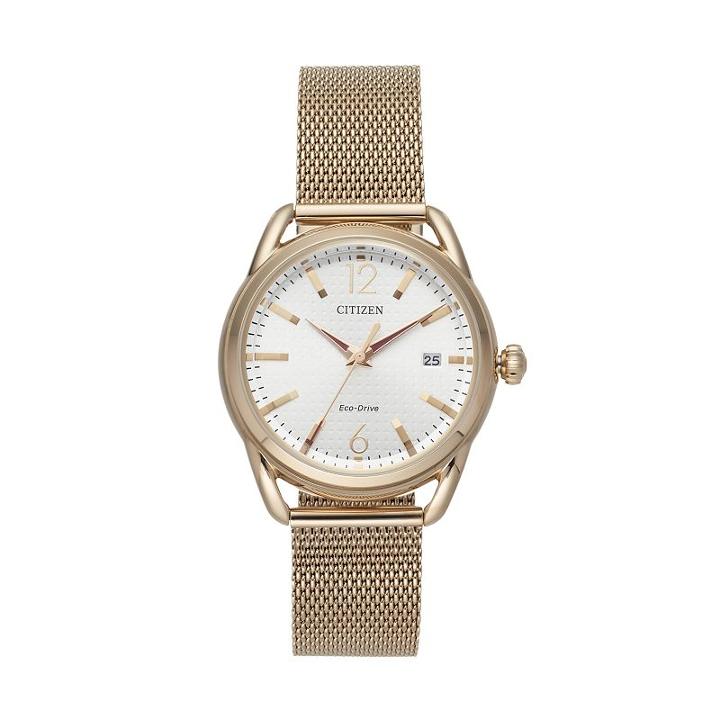 Citizen, Drive From Eco-drive Women's Ltr Stainless Steel Mesh Watch - Fe6083-72a, Size: Medium, Pink