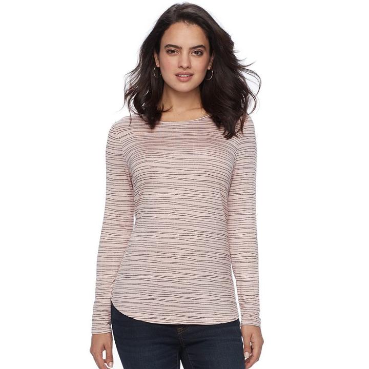 Petite Apt. 9&reg; Essential Crewneck Jersey Tee, Women's, Size: S Petite, Lt Orange