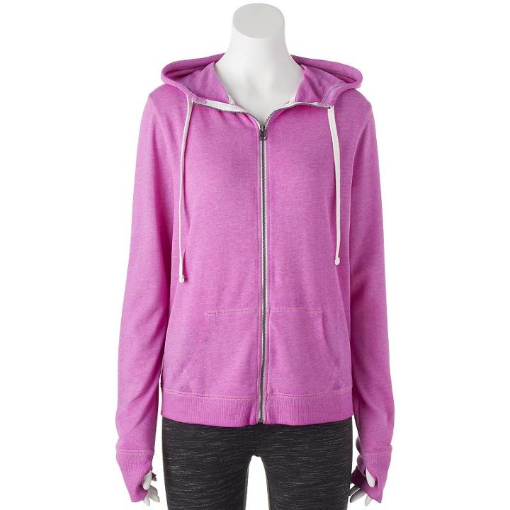 Juniors' So&reg; Perfectly Soft Striped Sleeve Hoodie, Teens, Size: Large, Med Purple