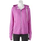 Juniors' So&reg; Perfectly Soft Striped Sleeve Hoodie, Teens, Size: Large, Med Purple