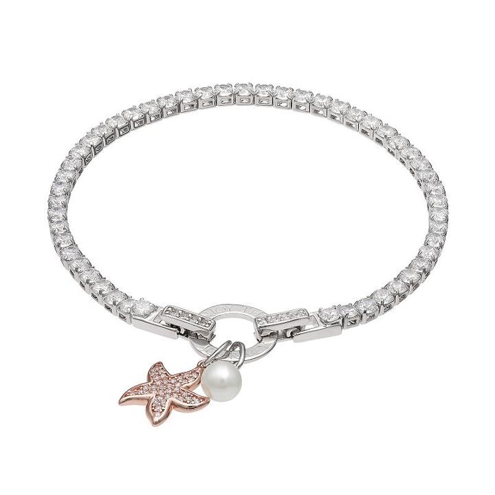 Dovetail Silver Plated Enjoy The Journey Cubic Zirconia Tennis Bracelet, Women's, Size: 7.5, White