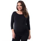 Plus Size Maternity Pip & Vine By Rosie Pope Ruched Raglan Tee, Women's, Size: 1x-mat, Black
