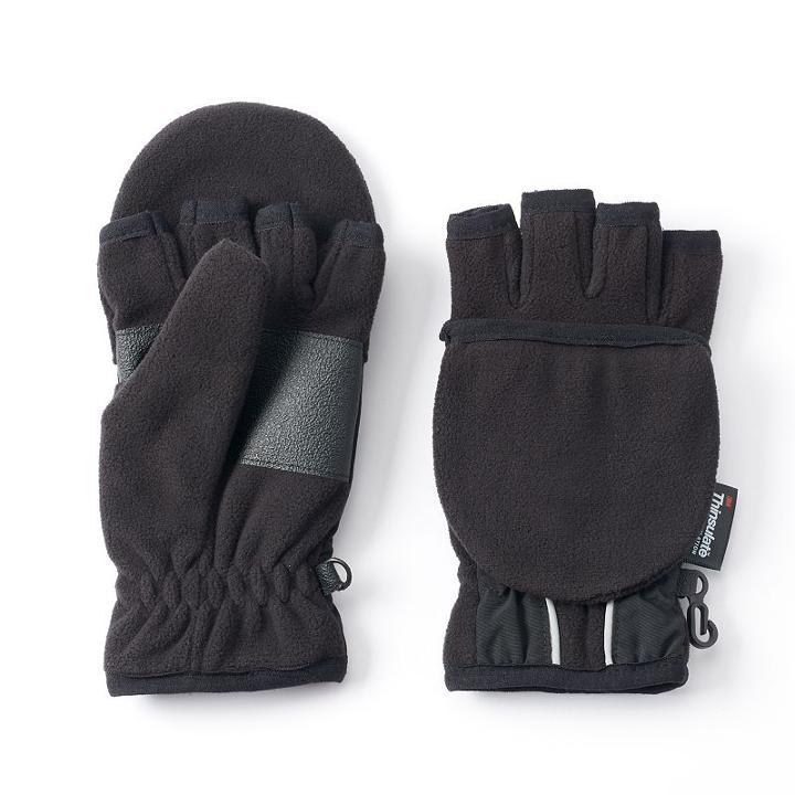 Boys 4-20 Tek Gear Warmtek Convertible Flip-top Mittens, Size: 4-7, Black