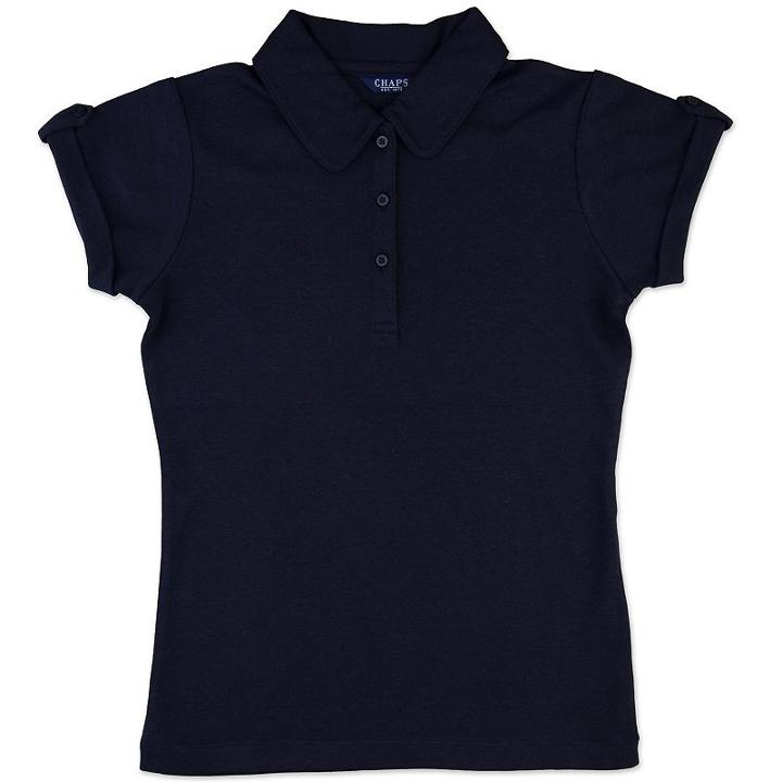 Girls 7-16 Chaps Tab School Uniform Polo, Girl's, Size: Small, Blue (navy)