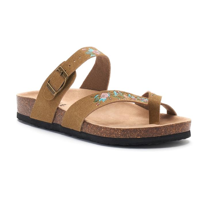 Mudd&reg; Women's Floral Toe Loop Sandals, Size: Large, Dark Brown