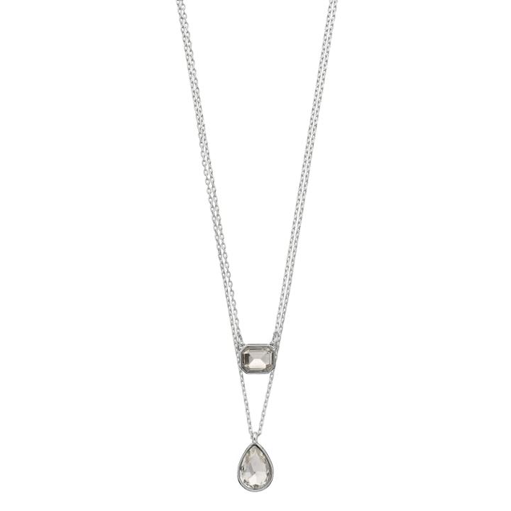 Chaps Double Strand Teardrop Pendant Necklace, Women's, Silver