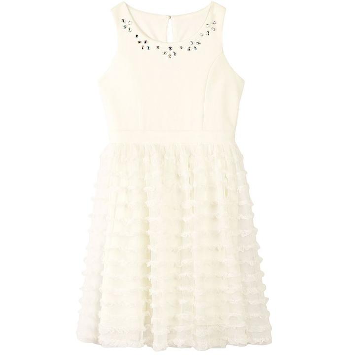Girls 7-16 Speechless Scuba Bodice Ruffle Tulle Dress, Girl's, Size: 12, Natural