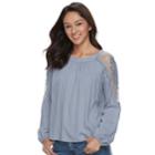 Juniors' Mudd&reg; Sheer Cold-shoulder Top, Teens, Size: Large, Med Blue
