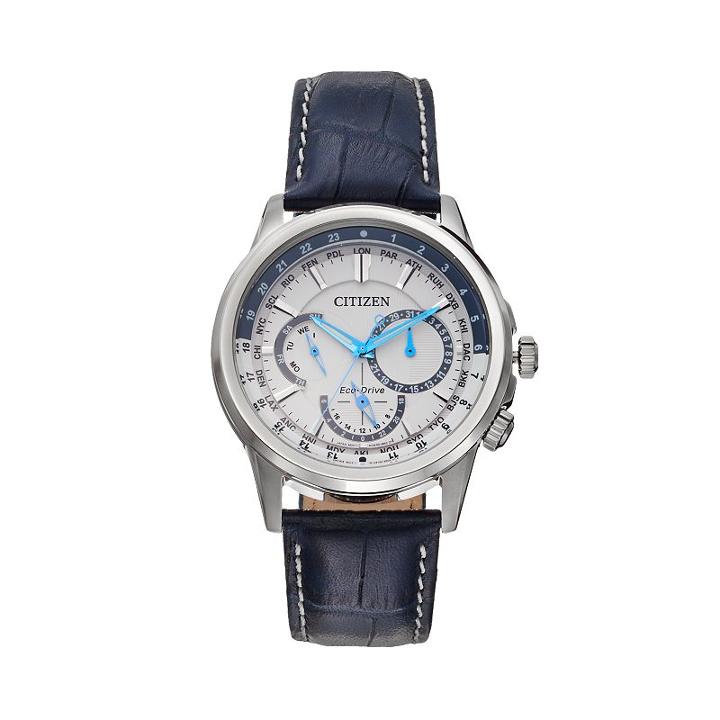 Citizen Eco-drive Men's Calendrier Leather World Time Watch - Bu2020-02a, Blue