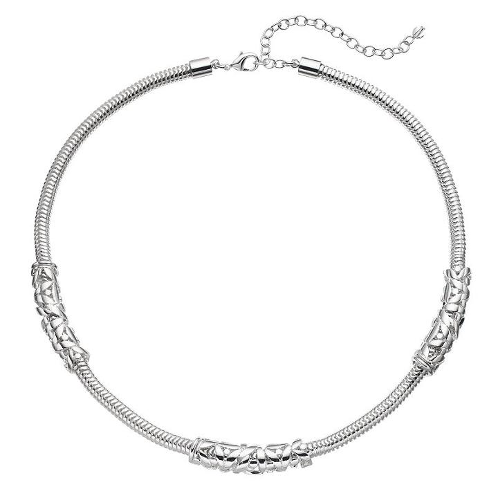 Napier Flower Textured Bar Necklace, Women's, Silver