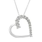 Sterling Silver 1/10-ct. T.w. Diamond Heart Pendant, Women's, Size: 18, White