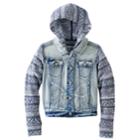 Girls Plus Size Mudd&reg; Knit Hooded Denim Jacket, Size: 16 1/2, Blue Other