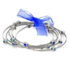 Silver Plate And Stainless Steel Crystal Wire Bangle Bracelet Set, Women's, Blue