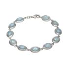 Sterling Silver Aquamarine Link Bracelet, Women's, Size: 7.25, Blue