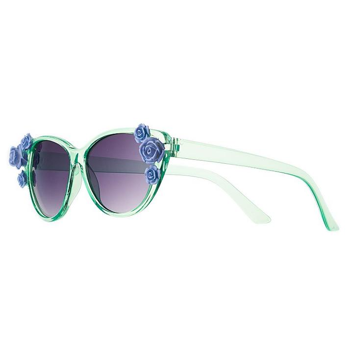Girls 4-16 3d Flower Cat Eye Sunglasses, Girl's, Lt Green