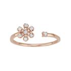 10k Rose Gold 1/6 Carat T.w. Diamond Flower Open Ring, Women's, Size: 7, White