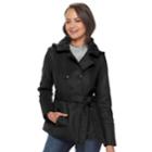 Juniors' Pink Envelope Double-breasted Trench Coat, Teens, Size: Large, Black
