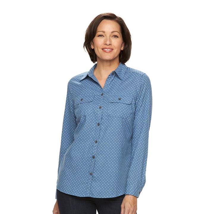 Women's Croft & Barrow&reg; Plaid Flannel Shirt, Size: Xs, Blue (navy)