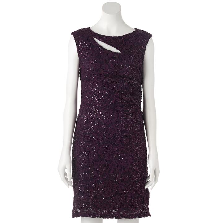 Women's Scarlett Sequin Lace Sheath Dress, Size: 14, Med Purple