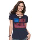 Women's Rock & Republic&reg; Liberty Strappy-neck Tee, Size: Small, Dark Blue