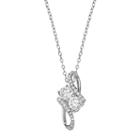Intertwined Sterling Silver Cubic Zirconia Two Stone Bypass Pendant Necklace, Women's, Size: 18