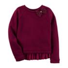 Girls 4-6x Carter's Faux-velvet Pleated Sweater, Size: 6x, Brt Red