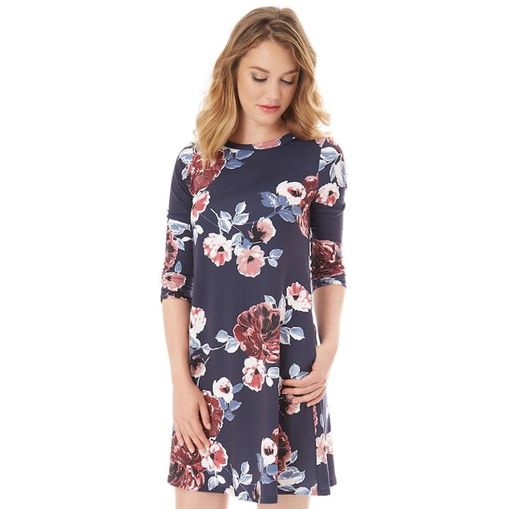 Women's Apt. 9&reg; French Terry Swing Dress, Size: Xl, Purple Floral