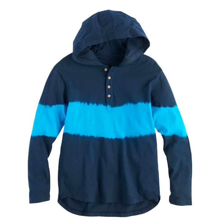 Boys 8-20 Tie-dyed Striped Hooded Tee, Size: Large, Blue (navy)