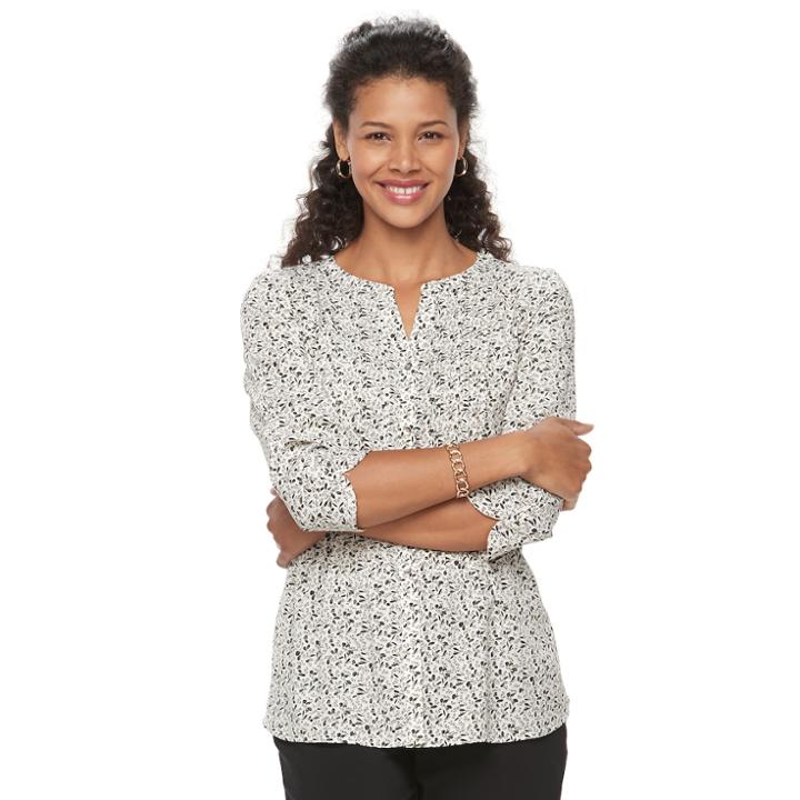 Women's Croft & Barrow&reg; Pintuck Button-down Top, Size: Xs, Green