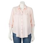 Juniors' Plus Size Mudd&reg; Twill Utility Tunic Top, Girl's, Size: 1xl, Pink