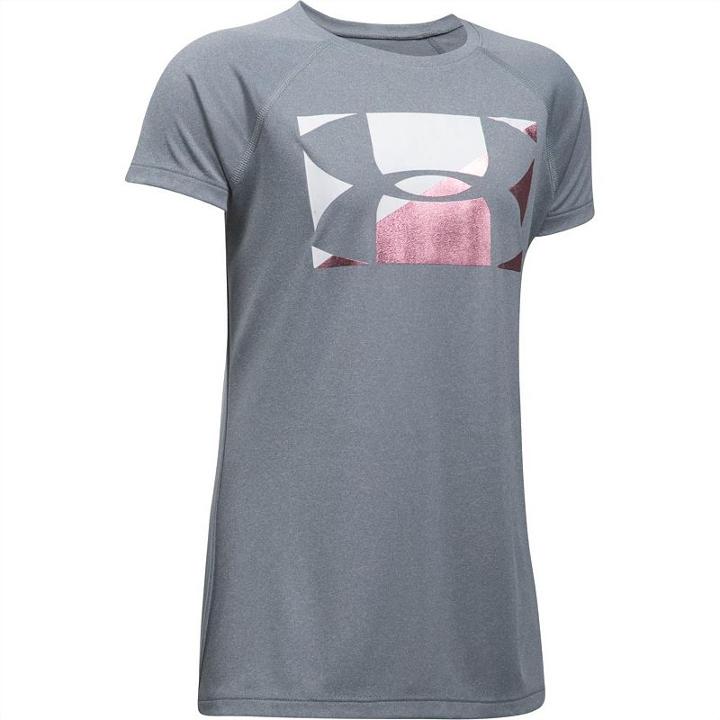 Girls 7-16 Under Armour Big Logo Short Sleeve Tee, Size: Medium, Med Grey