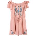 Girls 7-16 Speechless Embroidered Short Sleeve Romper, Size: Small, Light Pink