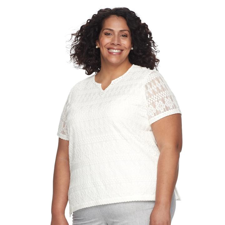 Plus Size Alfred Dunner Studio Lace Top, Women's, Size: 1xl, White