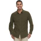 Men's Marc Anthony Slim-fit Linen-blend Stretch Button-down Shirt, Size: Medium, Dark Green