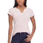 Women's Chaps Button-accent Tee, Size: Large, White
