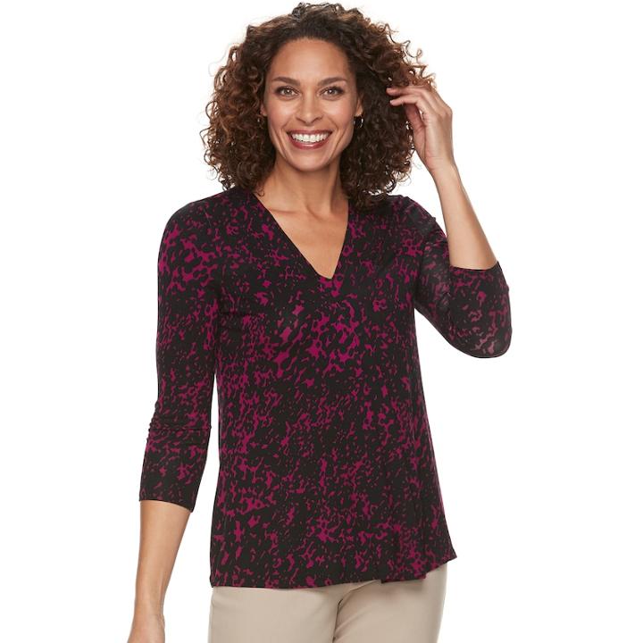 Women's Dana Buchman Release-pleat Top, Size: Large, Dark Pink