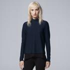 Petite Simply Vera Vera Wang Mock-layer Mockneck Sweater, Women's, Size: Xl Petite, Blue (navy)