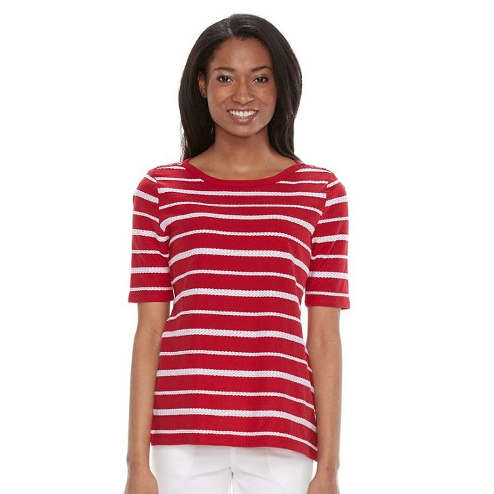Petite Croft & Barrow&reg; Button-shoulder Tee, Women's, Size: Xl Petite, Med Red